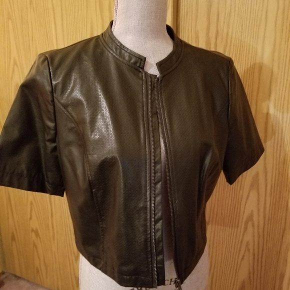 short sleeve leather jacket